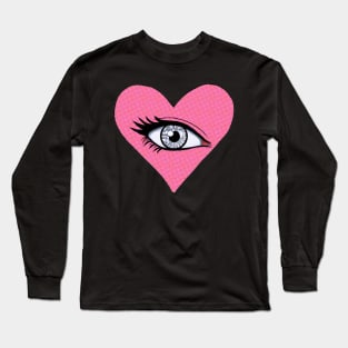 Glitter Eye In Pink Love Heart Long Sleeve T-Shirt